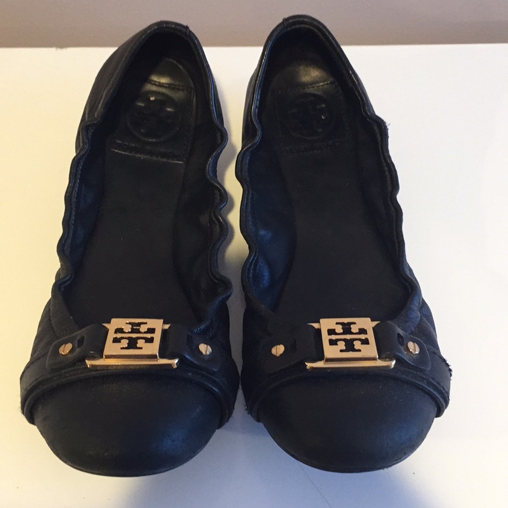 Tory Burch Black Leather Ambrose Flats